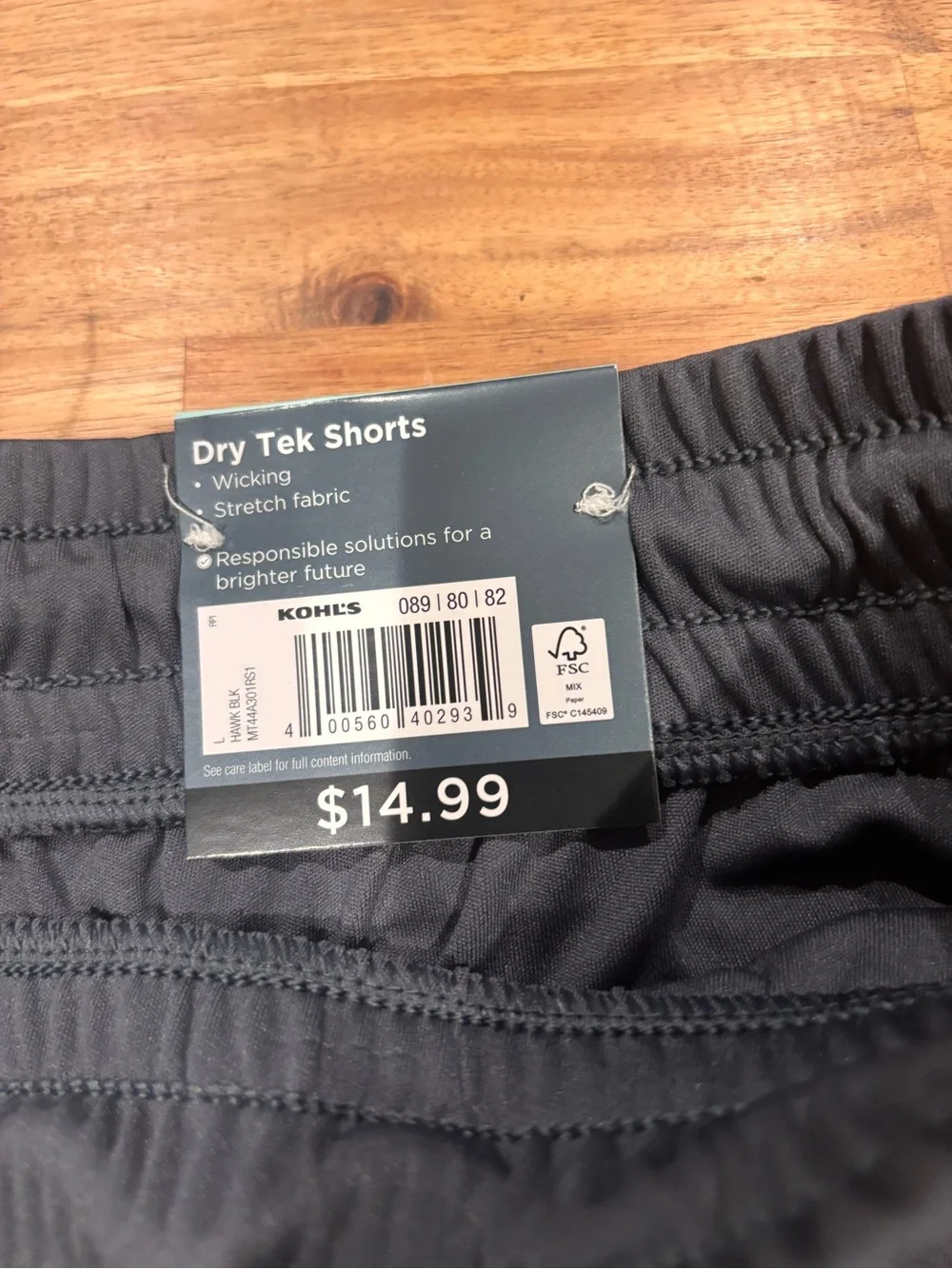 Kohl's Tek Gear Men's Charcoal Athletic Shorts SZ L NWT.